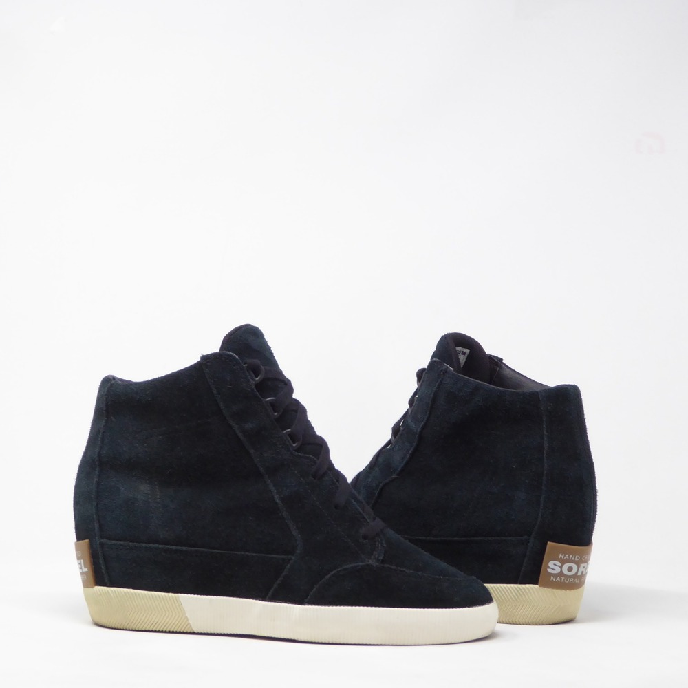 Sorel Womens Out N About Wedge High Top Sneakers Black Suede 9 NL4443-010